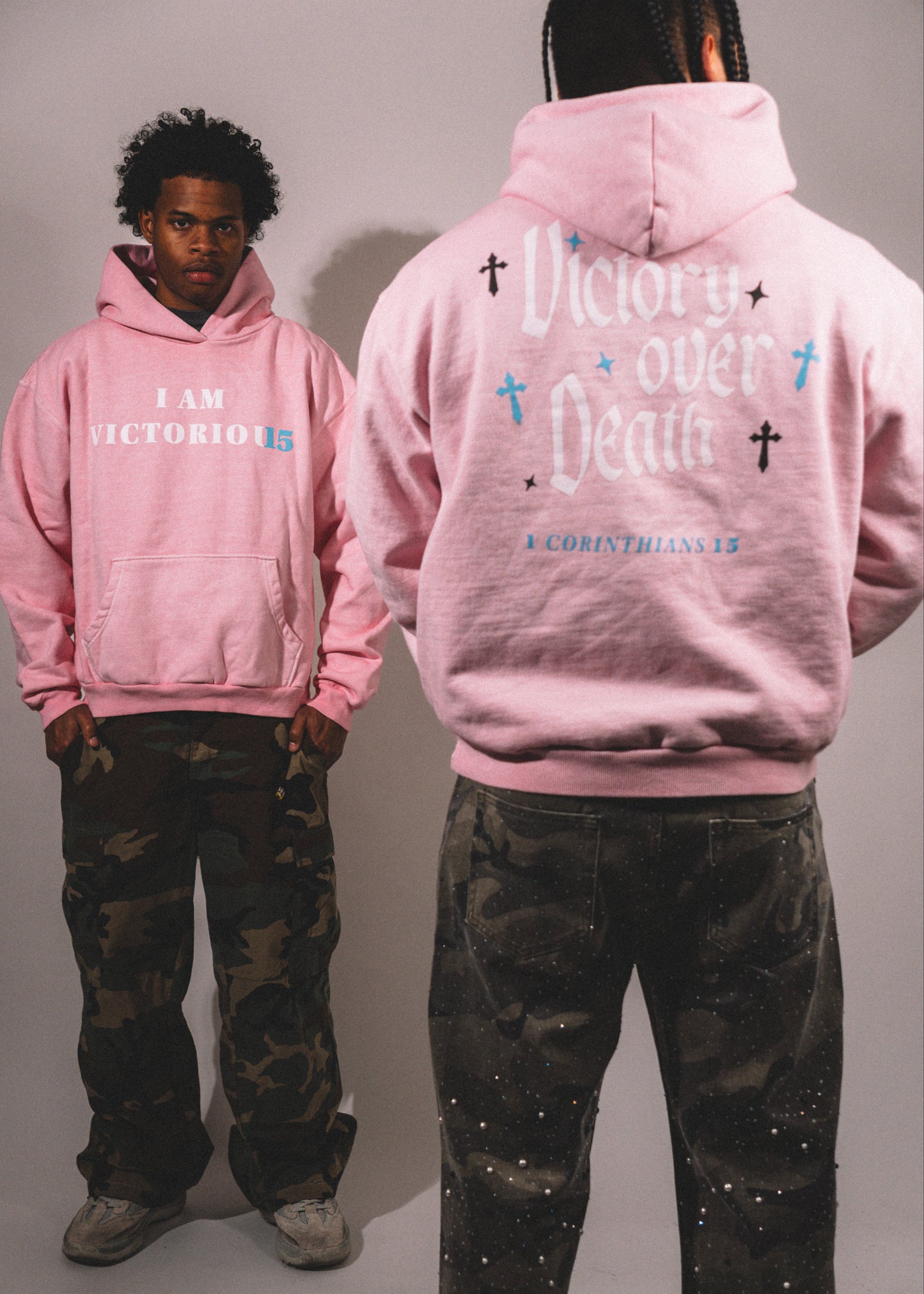 "I AM VICTORIOUS" Hoodie - Light Pink