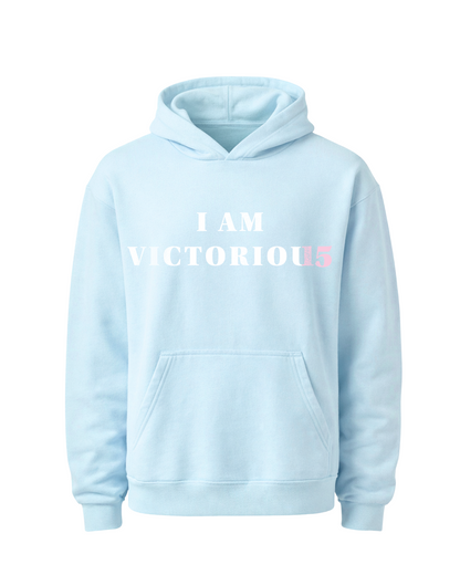 "I AM VICTORIOUS" Hoodie - Light Blue