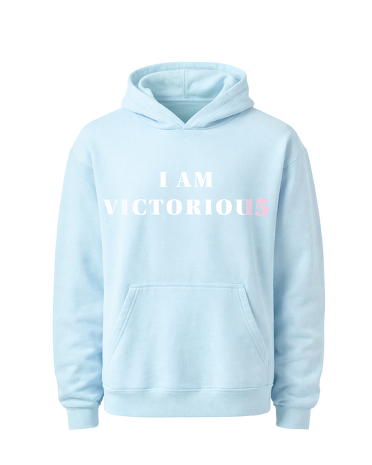 "I AM VICTORIOUS" Hoodie - Light Blue