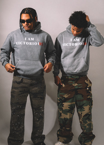 "I AM VICTORIOUS" Hoodie - Gray