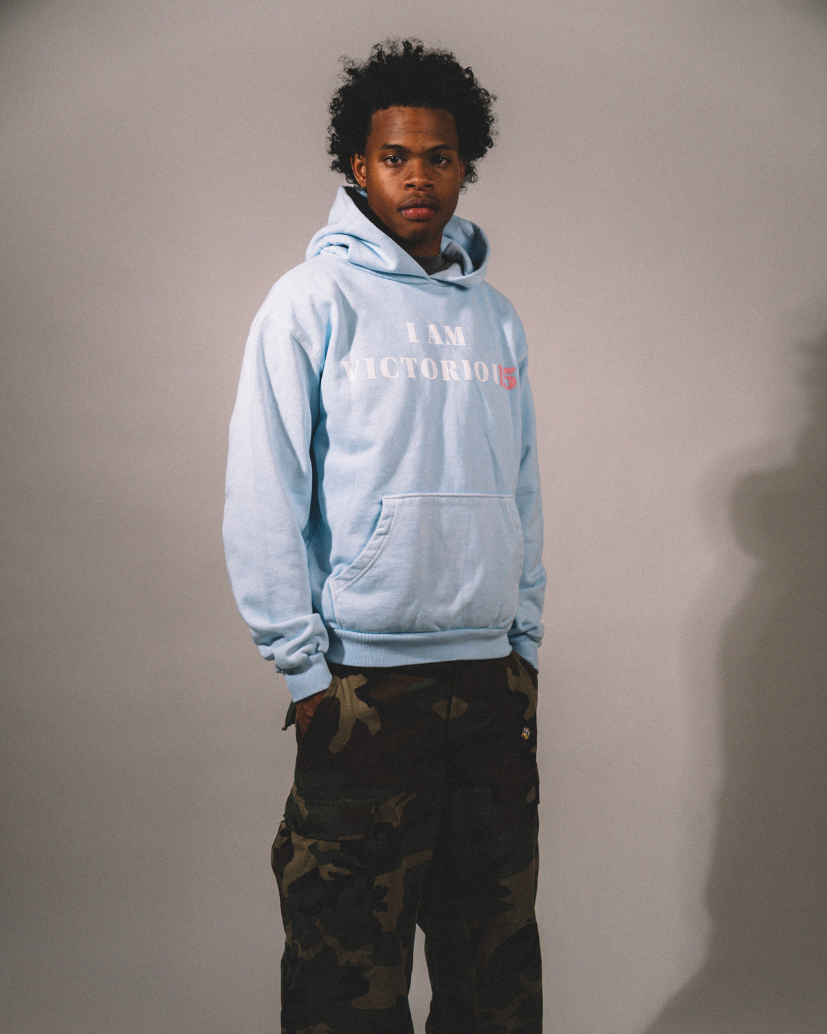 "I AM VICTORIOUS" Hoodie - Light Blue