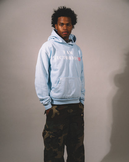 "I AM VICTORIOUS" Hoodie - Light Blue