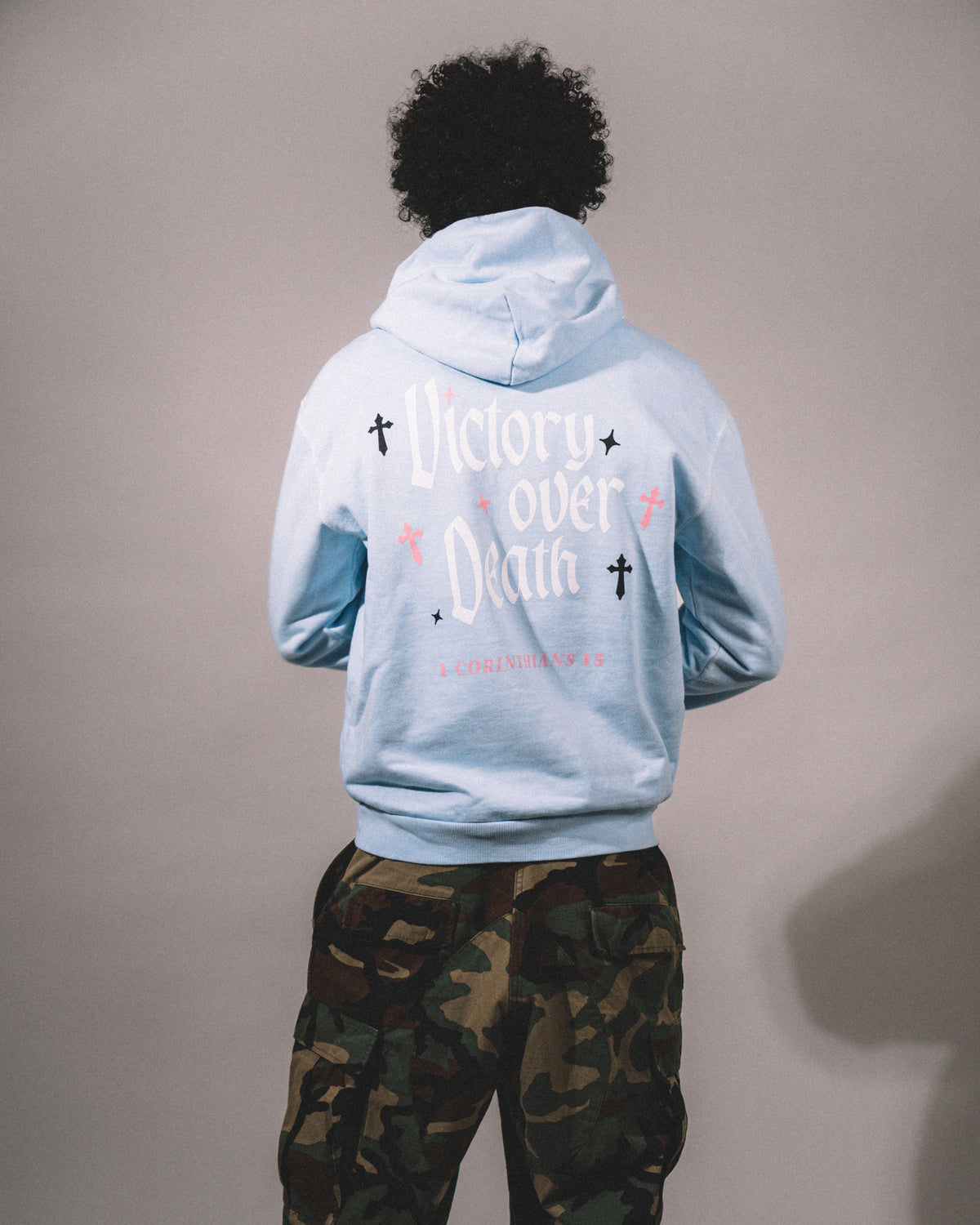 "I AM VICTORIOUS" Hoodie - Light Blue
