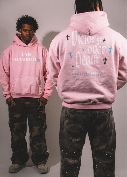 "I AM VICTORIOUS" Hoodie - Light Pink
