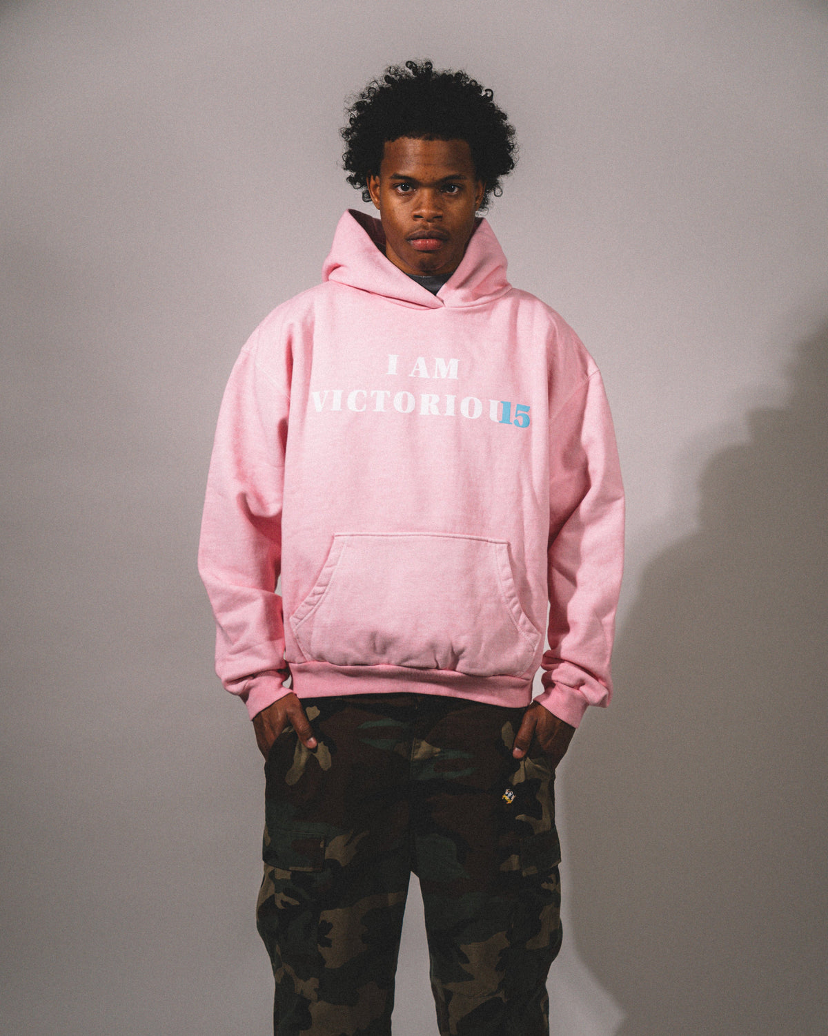 "I AM VICTORIOUS" Hoodie - Light Pink